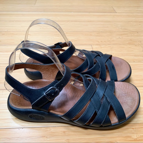 black leather chacos